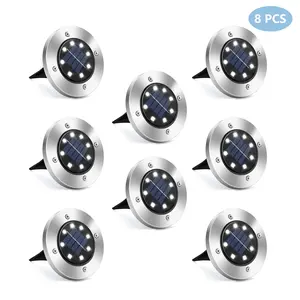 8 LED Solar In-Ground Lights, Mini Solar Ground Lights, 8 Pack 8 LED Solar In-Ground Lights, Pathway Lights Solar Powered, Outdoor Landscape Lights for Driveway, Walkway, Backyard, Patio
