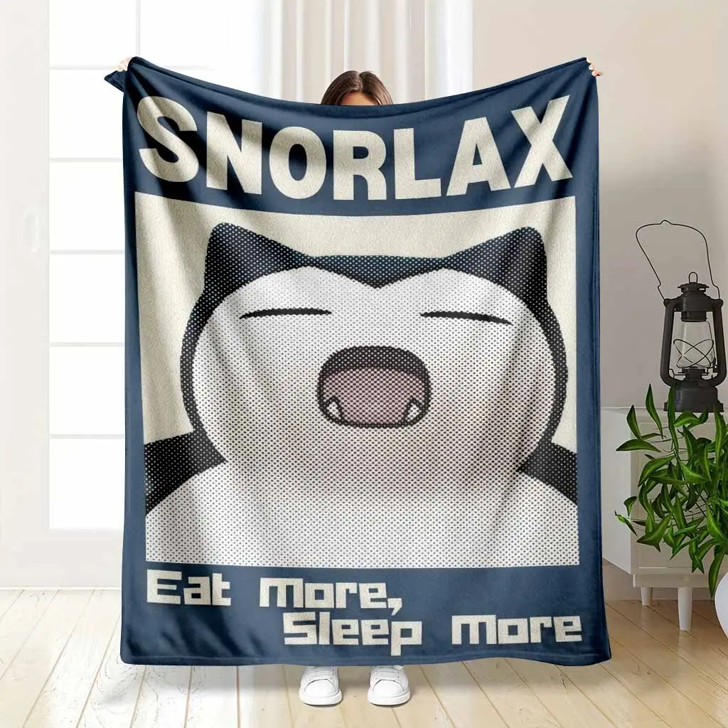 Retro Halftone Cartoon Bear Flannel Blanket - Anime Snorlax Inspired Print, Wrinkle Resistant, Anti-Pilling Flannel Fabric, Ultra Soft Cozy Fleece, Lightweight Breathable Multi-Size Throw for Sofa, Home Office, Unique Fan Gift, Halftone Print