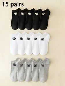 Women's Cat Paw Ankle Socks, Cute Comfortable Soft Casual Boat Socks, Multiple Pairs, Perfect for Daily, Sports, Travel, College Style, All Seasons, Womenswear