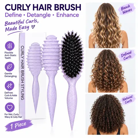 【2026 New Arrival】Women's Professional Detangle Brush - Flexible Anti-static Teeth, Anti-snagging Gentle Detangler, Curl Enhancing Tool for Wet/Dry Curls and Waves, Daily Bouncy Volume Haircare (Hair Brushes & Combs)