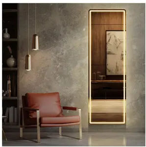 64"x21" LED Full Length Mirror with Aluminum Frame Polished Glass for Outdoor Bedroom Living Room