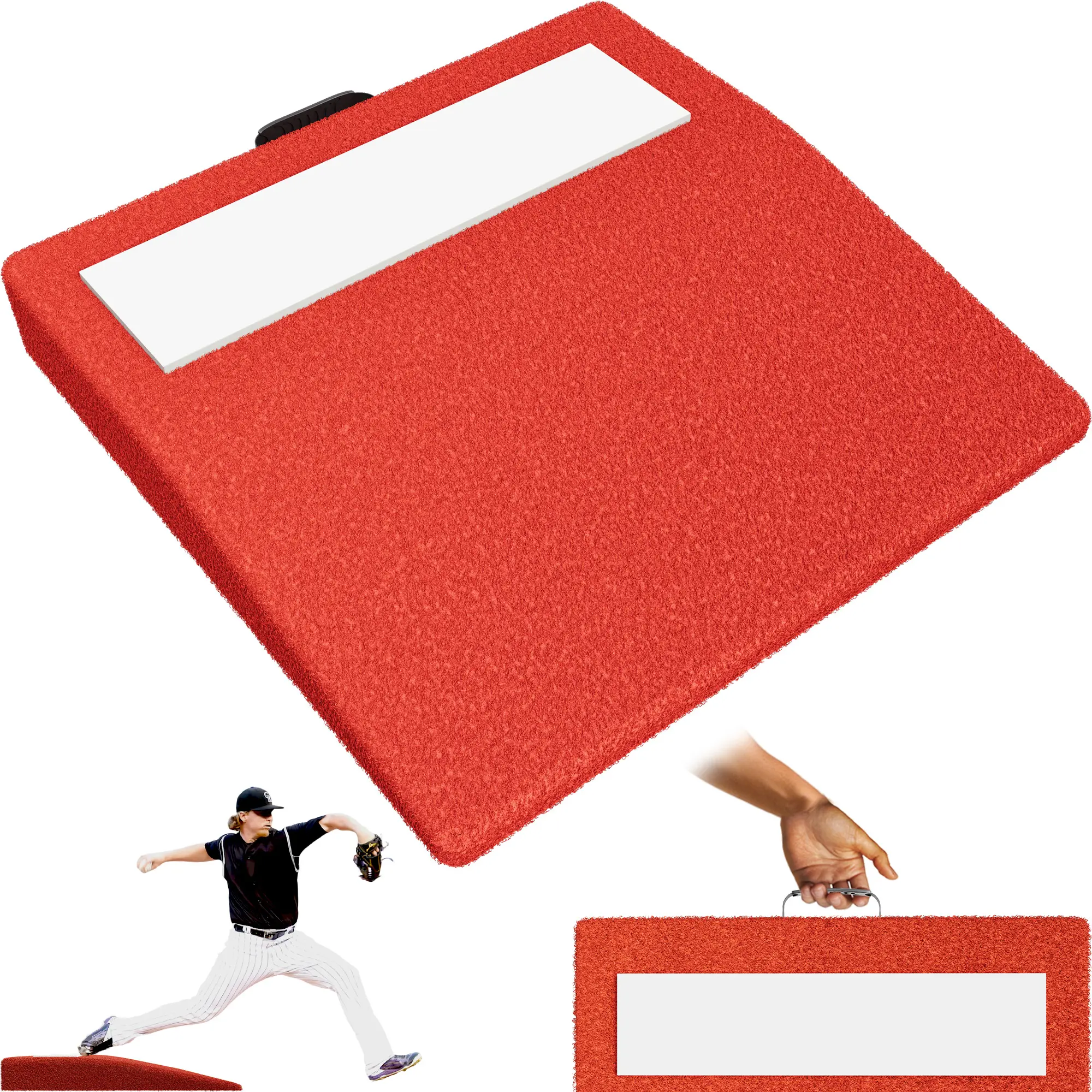 2-Piece/3-Piece Portable Baseball Pitching Mound - Professional Foldable Pitching Mound with Pitching Rubbe and Wheels, Ideal for All Ages