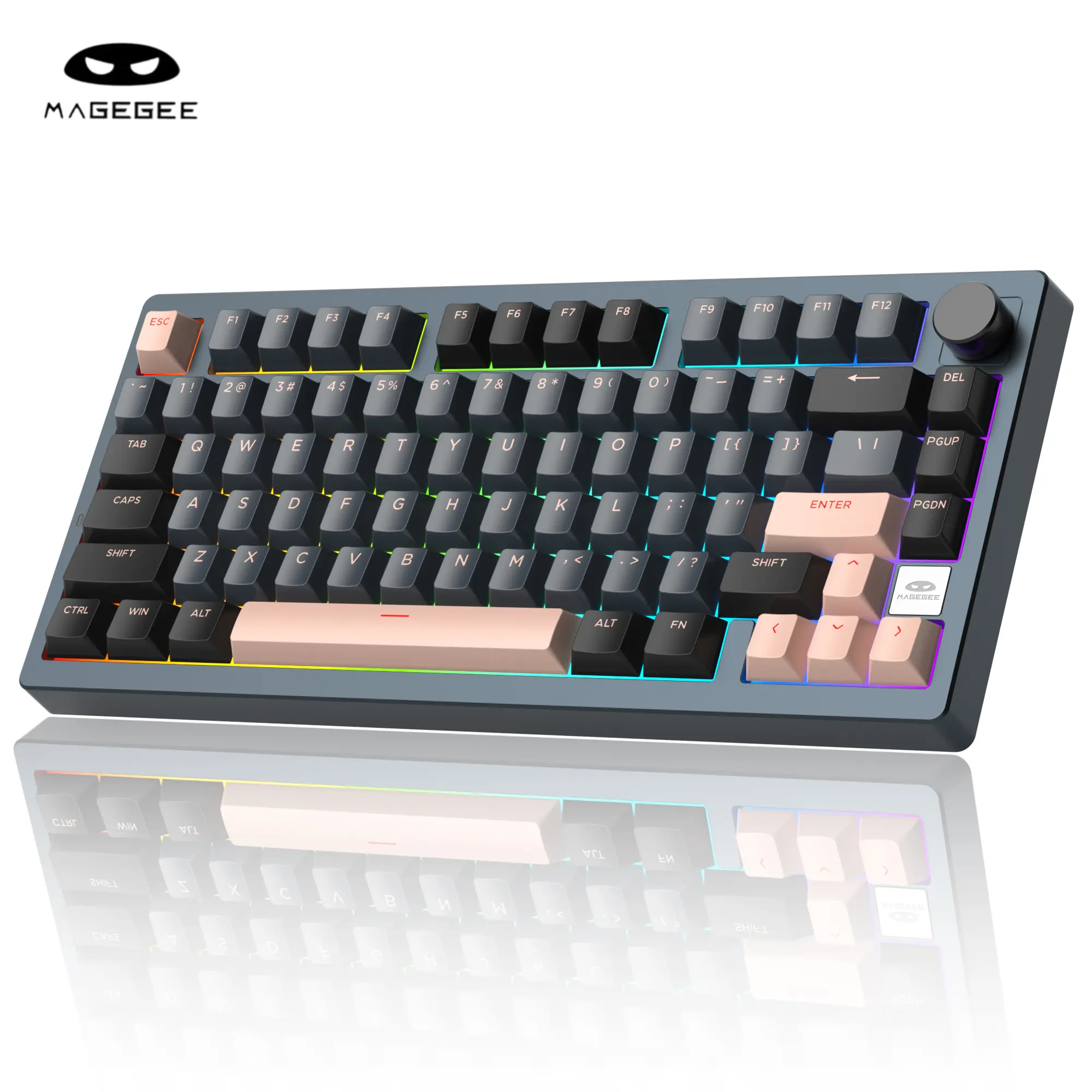 MageGee Light75 Wireless Creamy Keyboard, Gasket Structure Hot Swappable, 75% Compact 2.4G/USB-C/BT5.0 RGB Backlit Gaming Keyboard for Win/Mac/PC, Side Printed PBT Keycaps, 4000mAh Battery, Purple
