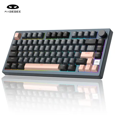 MageGee Light75 Wireless Creamy Keyboard, Gasket Structure Hot Swappable, 75% Compact 2.4G/USB-C/BT5.0 RGB Backlit Gaming Keyboard for Win/Mac/PC, Side Printed PBT Keycaps, 4000mAh Battery, Purple, Wireless Mechanical Keyboard, Gaming Keyboard Accessories