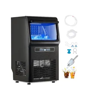 VEVOR 150lbs/24H Commercial Ice Maker, 55 Ice Cubes in 15 Minutes, Freestanding Ice Maker Machine with 33lbs Large Storage Capacity for Bar Office Restaurant, with LED Digital Display Self-Cleaning