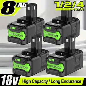 1/2/4pcs Upgraded 8.0Ah P108 Battery Compatible with Ryobi 18V Battery Replacement P108 P102 P103 P104 P105 P107 P109 P122 Cordless Tool Batteries Rapid Rechargeable Batteries with Indicator