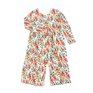 Nayeli WIDE LEG ROMPER Soft Floral Print for Kids 95% Viscose from Bamboo 5% Spandex Comfortable & Breathable Design