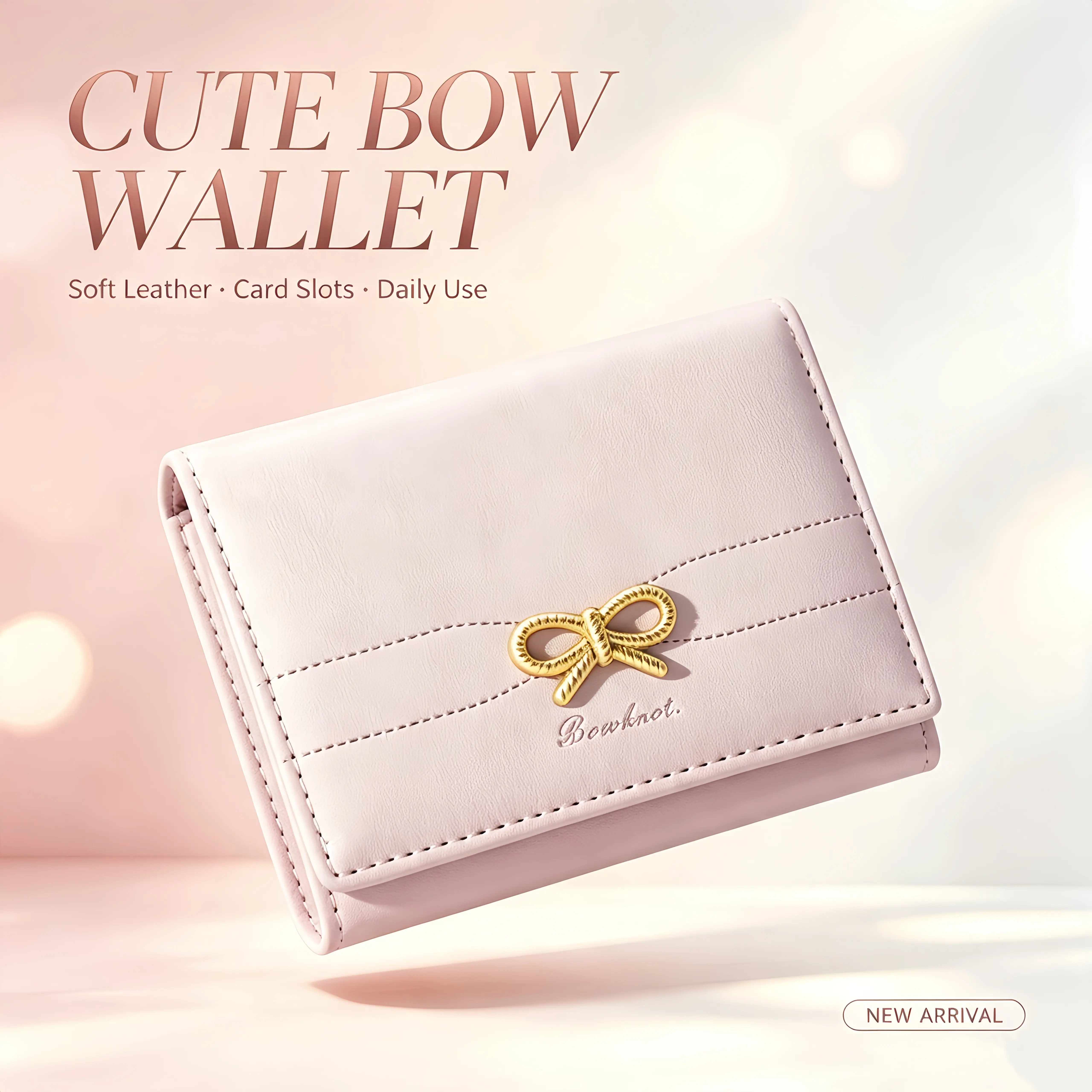 Cute Coquette Bow Wallet for Women Girls Small Compact Wallet Aesthetic Card Holder | Mini Wallet, 7 Card Slots, Cash Slot, ID Window,Daily use
