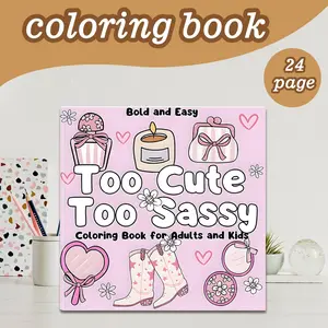 Cute Coloring Book, 24 Bold Stress-Relief Designs, 7.9in × 7.9in Perfect Size, Thick Paper, Original Hand-Drawn Art, Ideal Gift for Adults, Kids & Teens
