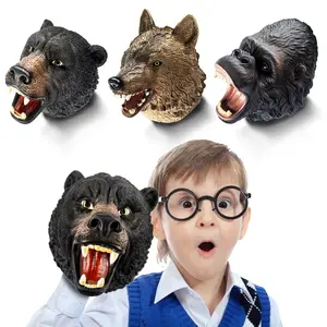 Animal Hand Puppet Toys, Soft Rubber Realistic Dolls, Bear Wolf Gorilla, Kids Craft Playset, Birthday Christmas New Year Gifts