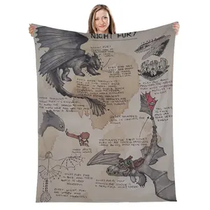 Night Fury Toothless Flannel Throw Blanket, Soft Warm Comfortable, Ideal for Living Room Home Decor Bed Office Sofa Camping Halloween Christmas Gift for Dragon Fans