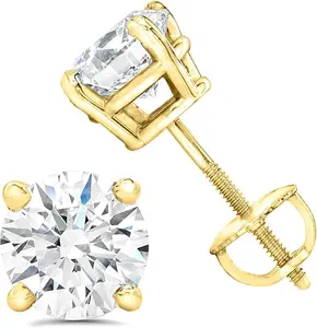 Solid Sterling Silver 5mm Moissanites Studs GRA Certified