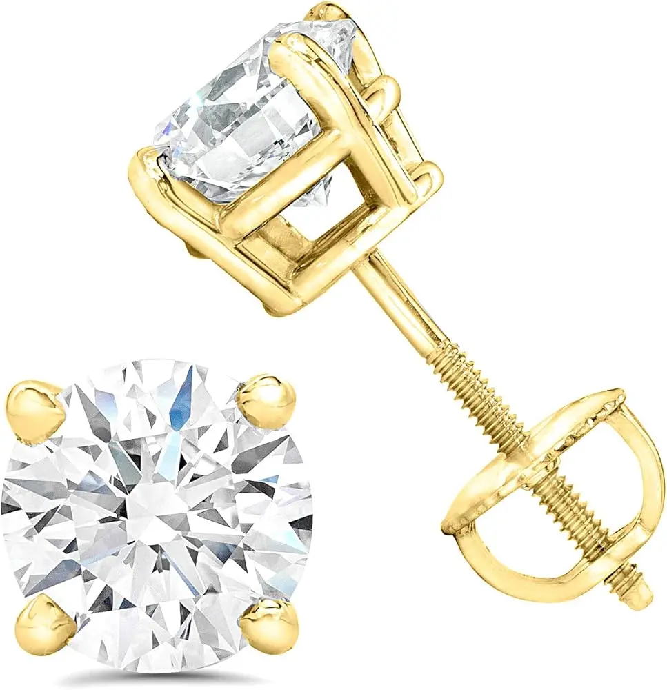 Solid Sterling Silver 4mm Moissanites Studs GRA Certified