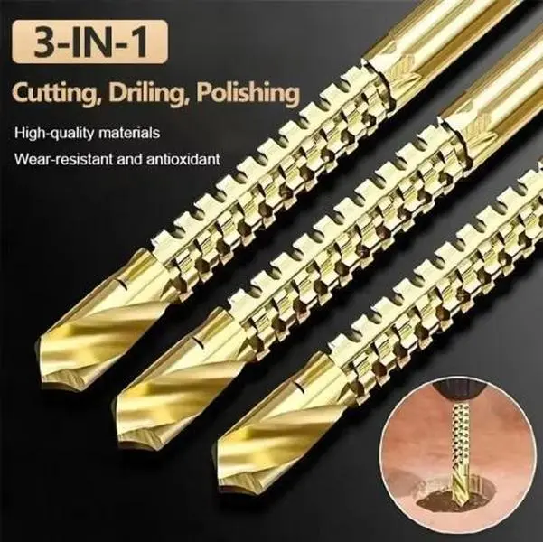 HSS Twist Drill Bits Set Titanium Coated 3mm to 8mm Serrated Grooving Spiral Jagged Saw Drill Bit Composite Drill Bits for Wood Plastic Aluminum Copper High Hardness Durable Drilling Cutting Tools for Home DIY Professional Repair Projects