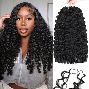 Burmese Curly Crochet Hair Feather Human Hair Extension Miracle Knots Boho Braids Knotless Box Braids 4 To 5 Pcs For Full Head