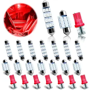 24PCS LED Interior Replacement Bulbs, Interior Car Lights, Dome Light LED Car Bulb Kit Set T10 31 mm 42 mm, Used for Map Dome Lights and License Plate Courtesy Lights Accessories (Red)