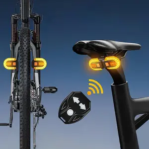 Smart Bike Tail Light USB Rechargeable Bicycle Turn Signals with Remote Control Rear Bike Light Waterproof Safety Warning Back Lights Bike Alarm for Night Riding Mountain