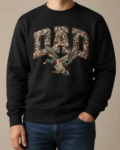 Duck Hunting Camo Dad Patchwork Sweatshirt, Mallard Duck Hunter Dad Pullover, Father’s Day Outdoor Dad Gift, Casual Cozy Sweatshirt