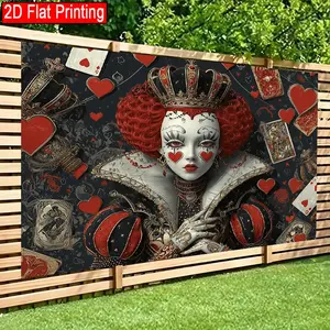 2D Flat Backdrop banner The Queen of Hearts' Regal Authority Decoration for Living Room, Bedroom, Office, Birthday Anniversary, and Home Decor & Party Photo Backdrop Easy Hanging for Outdoor Indoor