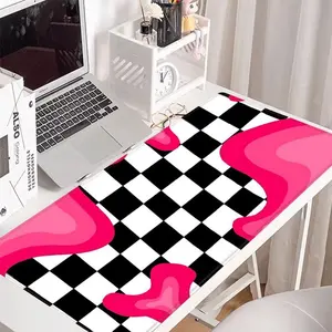 Festive Geometric Checkered Mouse Pad Large Non-Slip Rubber Base with Stitched Edge - Perfect for Gaming and Office Use