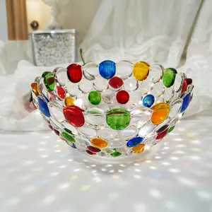 Colored Dots Glass Bowls 5.3inch 12oz Small Prep Bowl Stackable for Dipping Spices Sauce Halloween Christmas Decor