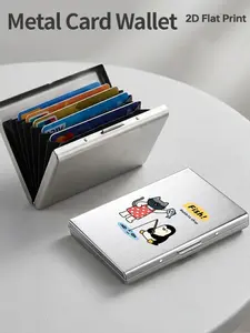 Cartoon Rabbit Rfid Anti-Theft Metal Card Holder, Unisex Side-Open Design, Ultra-Thin Matte Card Clip, Secure Card Storage, Fashion Accessory