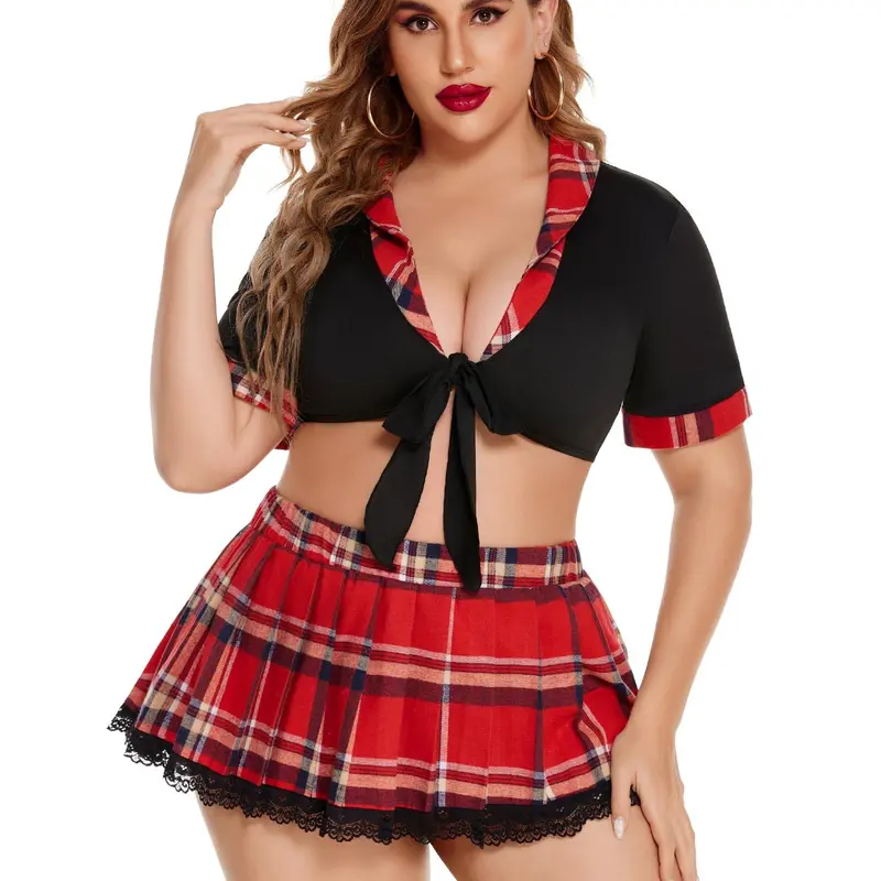 Dealsforyoudays - Avidlove Plus Size Lingerie Set for Women School Girl Costumes Cosplay Lingerie with Mini Skirt