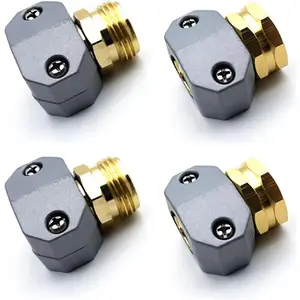 4 Pack Heavy Duty Garden Hose Repair Fittings,  Mender Female Male Hose Repair Coupler Connector with Clamp, Fits  3/4 Inch or 5/8 Inch Garden Hose