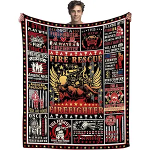 Firefighter Blanket Fireman Gifts for Firefighters Men Graduation,Fire Fighter Accessories Stuff Practitioner Throw Blankets,Firefighter Gifts for Men New Firefighters Firewoman 50"X40"