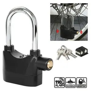 110DB Alarmed Heavy-Duty Keyed Padlock 3 Keys, Waterproof Outdoor Security Lock for Motorcycle, Gate, Storage Unit