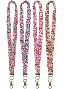 Colorful Hair Tie Lanyard for ID Cards and Keys, Fashionable Cute Clip-On Necklace Strap, Elastic Work Card Holder for Teachers Nurses Doctors Friends