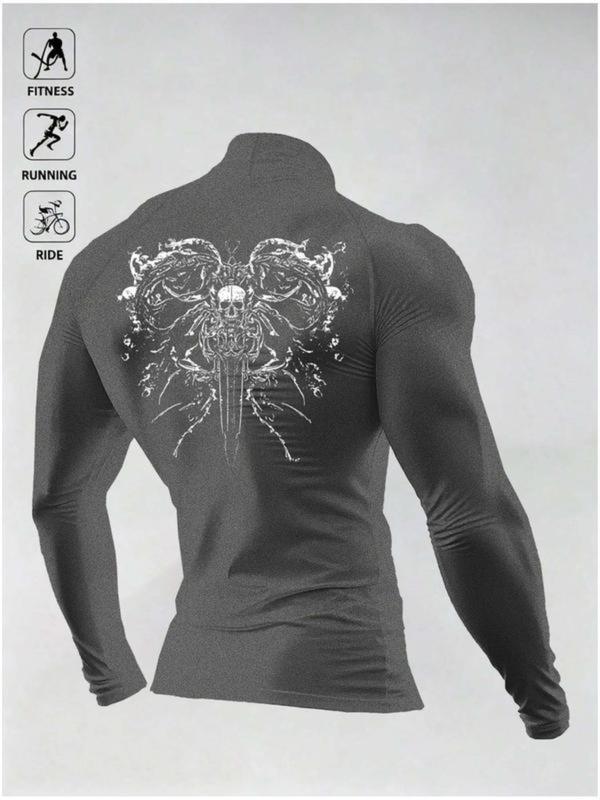 Men's High Elastic Performance Top, Gym Workout Shirt, Gothic Print, Moisture-Wicking Fabric, Ideal for Powerlifting, Daily Sports, Casual Wear Men's High Elastic Performance Top, Gym Workout Shirt, Gothic Print, Moisture-Wicking Fabric, Ideal for Powerlifting, Daily Sports, Casual Wear
