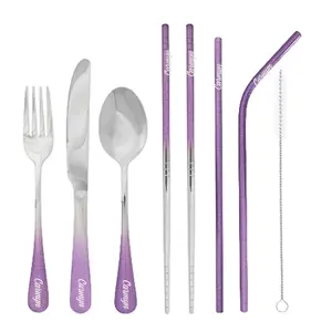 9-Piece Travel Flatware Set (Glossy Lavender Ombre)