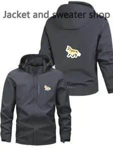 Men's Lightweight Polyester Fashion Hooded Jacket, Pattern Print, Front Zipper, Casual Outdoor Spring Fall Summer Coat