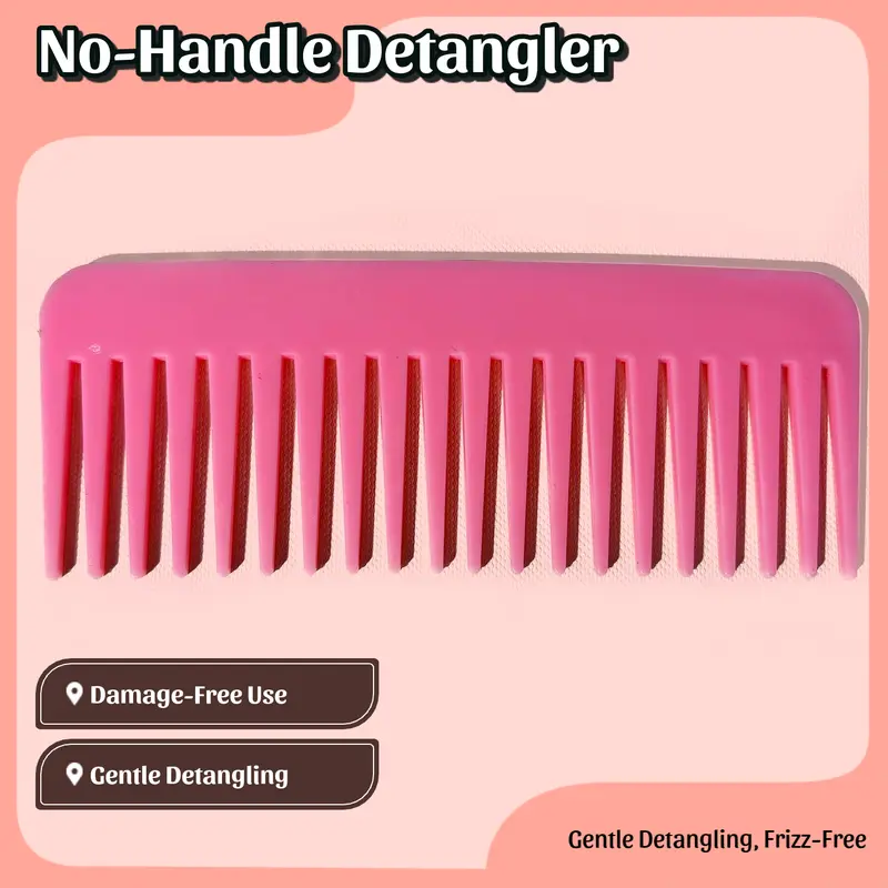 AFRIBYE Large Wide-Tooth Hair Extension Brush - No-Handle Thick Comb with Round Tips, Wide Teeth Glide Through Knots, Detangles Easily, Gentle Damage-Free for Curly Hair, Wet/Dry Use, Conditioner Distribution, Split End Minimization