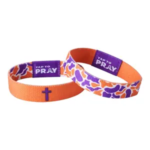 Tap To Pray® Wristband – Team Camo - Orange & Purple