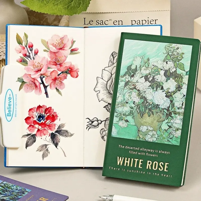 A6 Size Blank Sketchbook, Oil Painting Cover, 80 Pages/160 Sheets, Lightweight and Portable, Ideal for Artists and Students, Art Sketchbooks