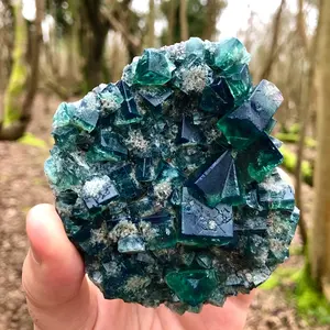 Natural Green Fluorite Mineral Specimen Emerald Crystal Cluster Transparent Quartz Inclusions Bohemian Style Collection Home Office Decor Gift