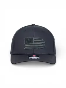 Richardson 112 Snapback Hat with Black Leather American Flag Design | High Quality American Cap