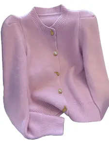 USEEN US 2026 New Sweet Knitted Cardigan with Pearl Buttons Soft Comfortable for Autumn Winter Stylish Warm Pink Cardigan Ideal Knitting Fashion cardigan outfits