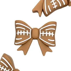 1pc Sideline Sweetheart 3D Silicone Focal Beads - Football Shape Bow Beads Craft Supplies DIY Beaded Pens