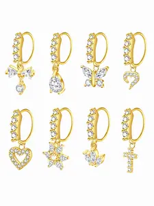 Women's Elegant Stainless Steel Nose Ring, Cz Heart Pendant Design, Circle Nose Jewelry for Women, Durable & Stylish Accessory