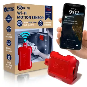 Kinisium Kini SafeAlert Wi-Fi Vibration Sensor with Real-Time Motion Alerts via SMS, Email, or Push. Long Battery Life, Compact and Discreet Motion Detector for Safes, Cabinets, Home, Office
