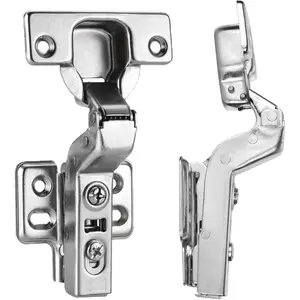 2 count Inset Cabinet Hinge Frameless Concealed Door Hinges European Soft Closing Four-Hole Mounting Plate Hinges Nickel Plated Finish