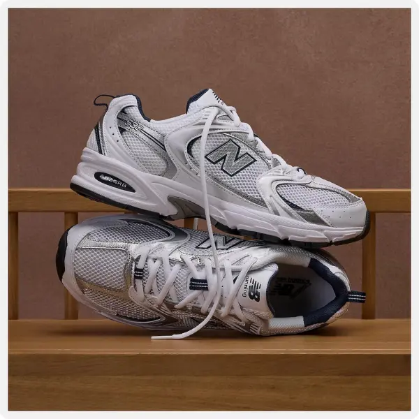 New Balance Unisex 530 Sneaker WHITE with NATURAL INDIGO
