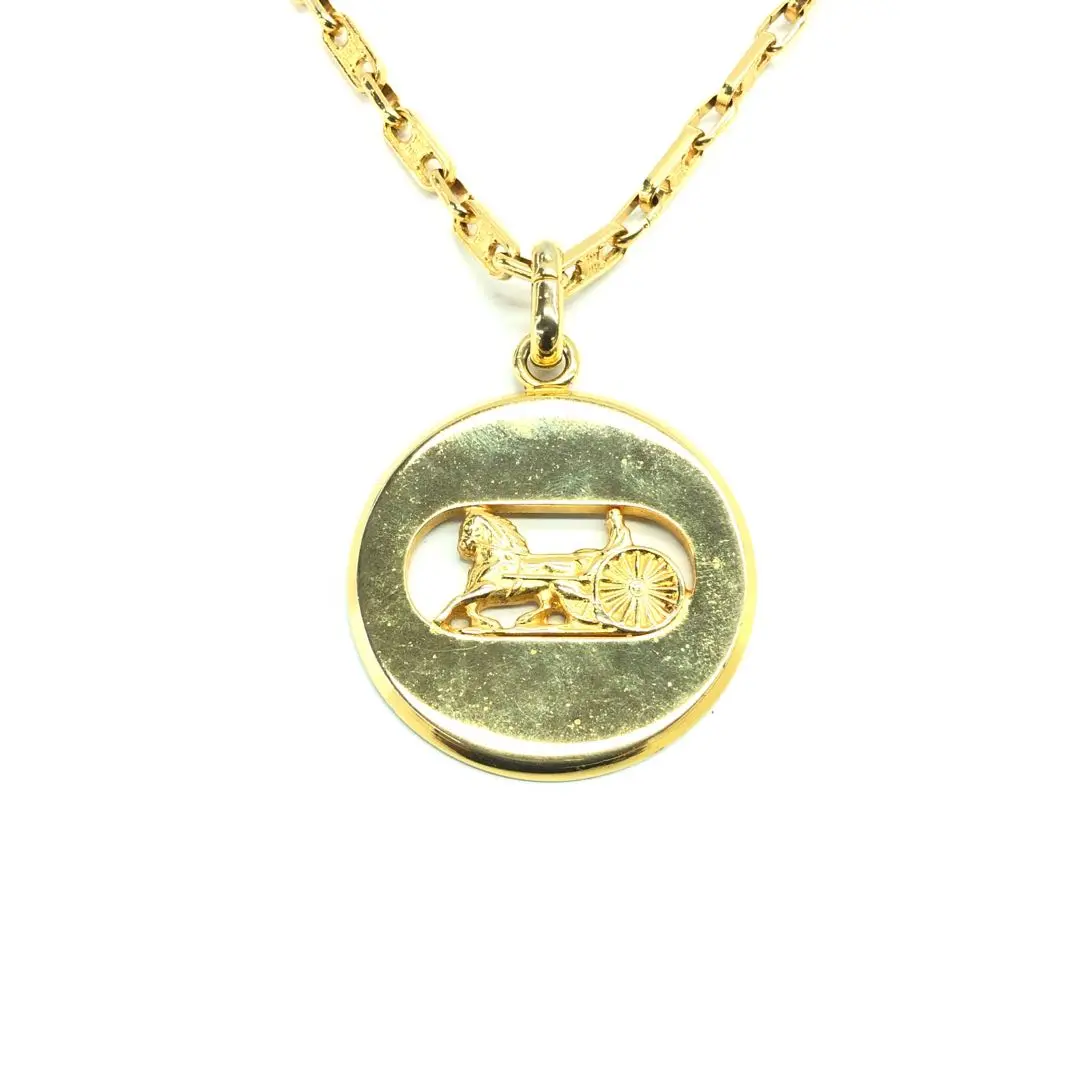 Pre-owned Celine Stainless Small Leather Goods Horse Carriage Pendant Necklace