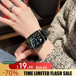 Stylish Unisex Square Watch Waterproof 30M Luminous Dial Silicone Strap Stainless Steel Case Scratch Resistant Mineral Glass Elegant Modern Design Date Display Casual Dress Wristwatch for Men Women with Soft Breathable Band