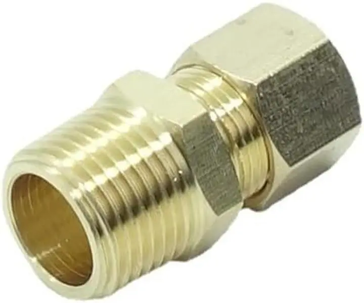 3 Pcs Brass Tube Fitting 3/8" Tube OD Compression x 3/8" NPT Male Pipe Connector