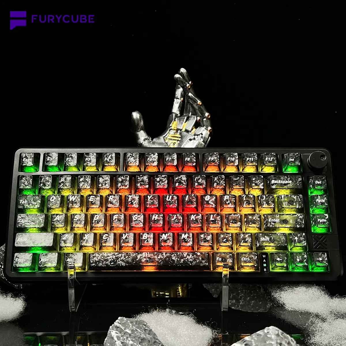 FURYCUBE FC75 Pro Mechanical Keyboard 75 Keys Wireless with Knob Creamy Sound RGB Backlit Tri-mode 2.4G USB-C Bluetooth Hot Swappable Gasket Structure in 75% Layout, Gaming/Office Keyboard for PC/MAC/LINUX, White/Green/Black, Gift, Dealsforyoudays