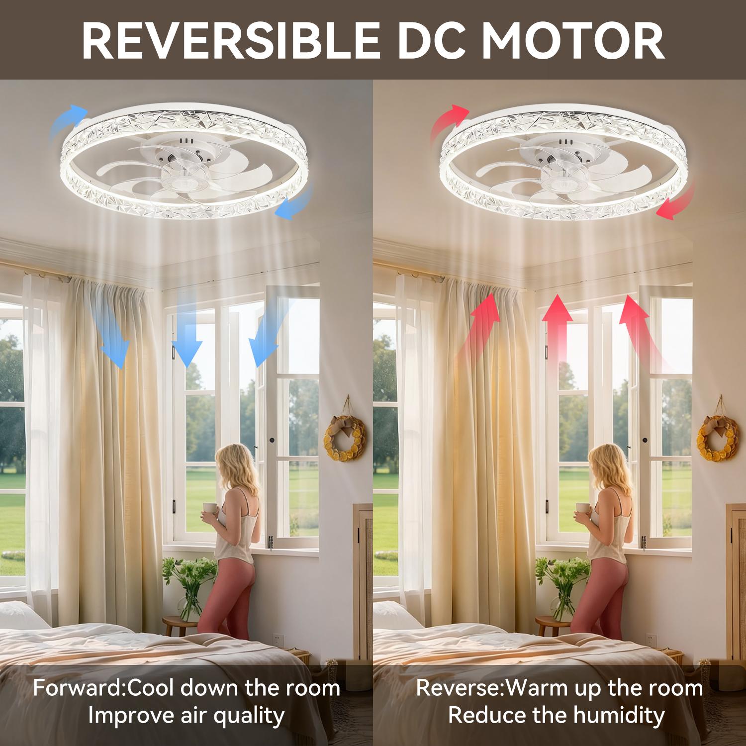 GALENTAL Cristais Multifunctional Ceiling Fan with 3 Color Temperatures Light, Remote Control/APP, 6 Wind Speeds, Timer, Reversible DC Motor, Adjustable Brightness , Low Noise for Living Room, Bedroom, Indoor Lighting Led Lighted GALENTAL Cristais Multifunctional Ceiling Fan with 3 Color Temperatures Light, Remote Control/APP, 6 Wind Speeds, Timer, Reversible DC Motor, Adjustable Brightness , Low Noise for Living Room, Bedroom, Indoor Lighting Led Lighted